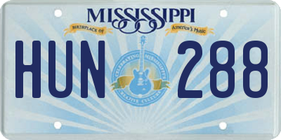 MS license plate HUN288
