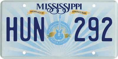 MS license plate HUN292