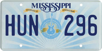 MS license plate HUN296