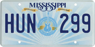 MS license plate HUN299