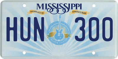 MS license plate HUN300