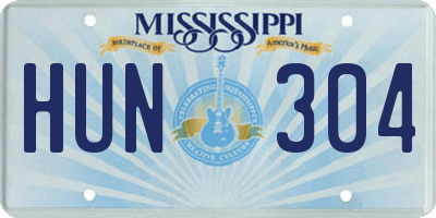MS license plate HUN304