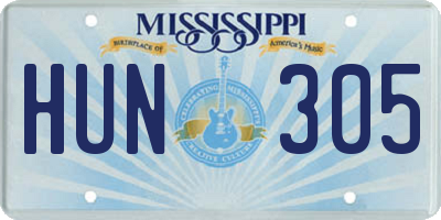 MS license plate HUN305