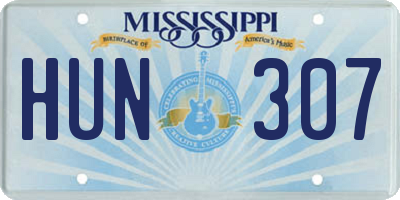 MS license plate HUN307