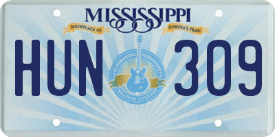 MS license plate HUN309
