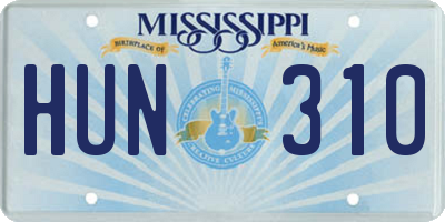 MS license plate HUN310