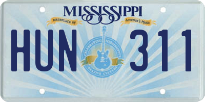 MS license plate HUN311