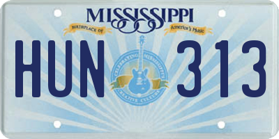 MS license plate HUN313