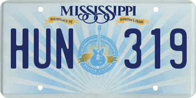 MS license plate HUN319