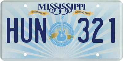 MS license plate HUN321