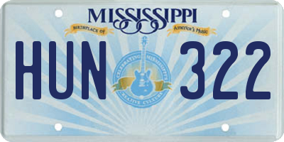 MS license plate HUN322