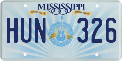 MS license plate HUN326