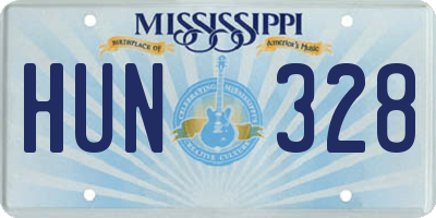 MS license plate HUN328