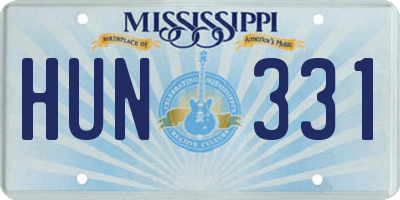 MS license plate HUN331
