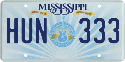 MS license plate HUN333