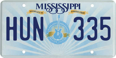 MS license plate HUN335
