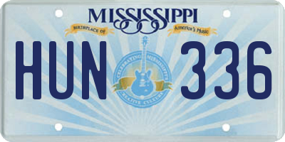 MS license plate HUN336
