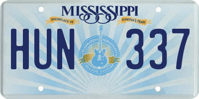 MS license plate HUN337