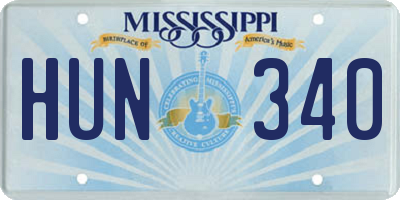 MS license plate HUN340
