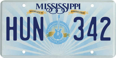 MS license plate HUN342