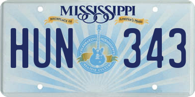 MS license plate HUN343