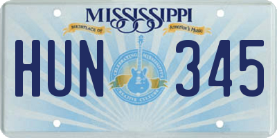 MS license plate HUN345