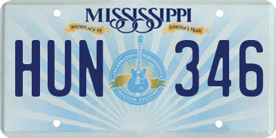 MS license plate HUN346
