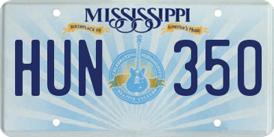 MS license plate HUN350