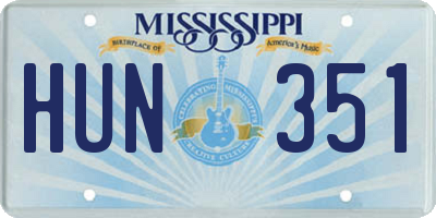 MS license plate HUN351