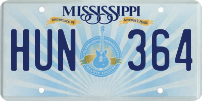 MS license plate HUN364