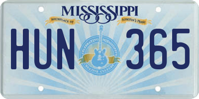MS license plate HUN365