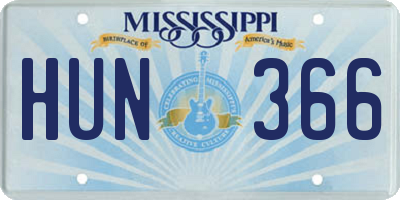 MS license plate HUN366