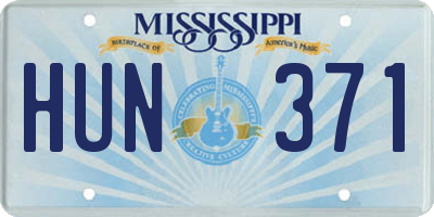 MS license plate HUN371
