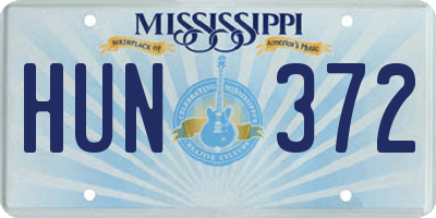 MS license plate HUN372