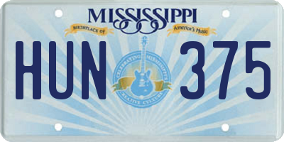 MS license plate HUN375
