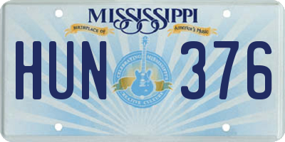 MS license plate HUN376