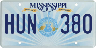 MS license plate HUN380