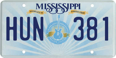 MS license plate HUN381