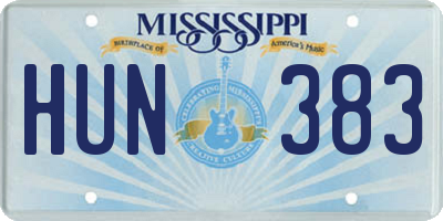 MS license plate HUN383