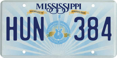MS license plate HUN384