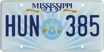 MS license plate HUN385