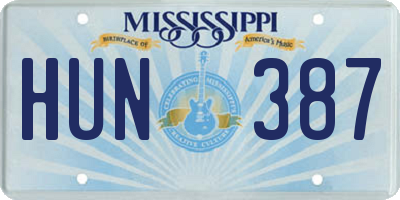 MS license plate HUN387