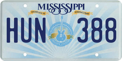 MS license plate HUN388