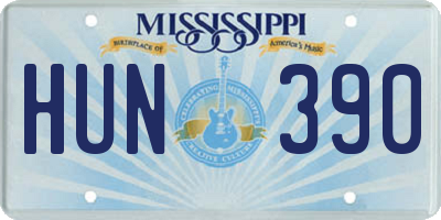 MS license plate HUN390