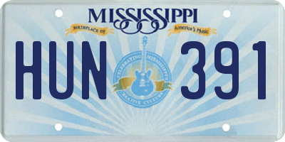 MS license plate HUN391