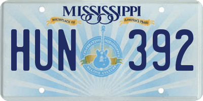 MS license plate HUN392
