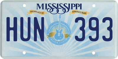 MS license plate HUN393