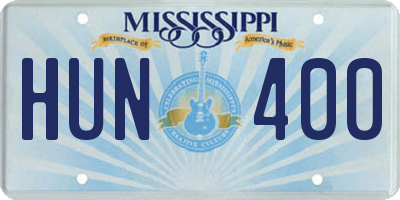 MS license plate HUN400