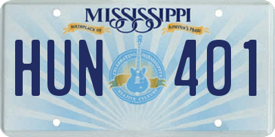 MS license plate HUN401