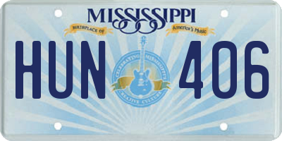 MS license plate HUN406